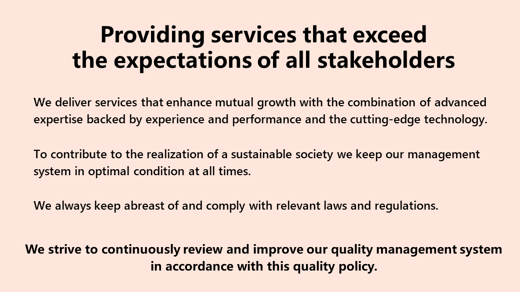 Quality policy related to the pharmaceutical business related services